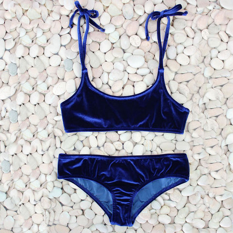 Sexy Brazilian Bikini 2017 Blue Velvet Swimwear