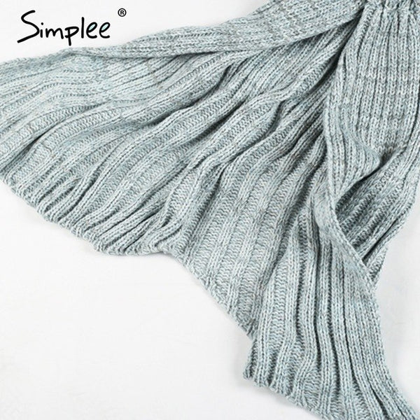 Simplee Warm knitted mermaid blanket Princess fish tail kids