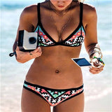 New Design Retro Bikini Set Simple Model Brazilian Sexy Printing Swimsuit