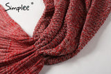 Simplee Warm knitted mermaid blanket Princess fish tail kids