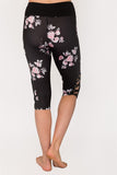 Print  hi-rise Capri with a side crisscross strap cutout