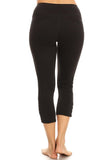 Black hi-rise legging with a side crisscross strap cutout