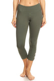 Olive hi-rise legging with a side crisscross strap cutout