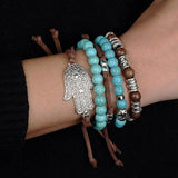 Hamsa Four Rope Turquoise Bracelet
