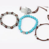 Hamsa Four Rope Turquoise Bracelet