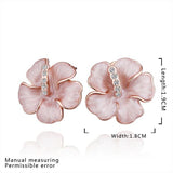 Swarovski Crystal 18K Rose Gold Plated Flower Stud Earrings for Womens