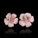 Swarovski Crystal 18K Rose Gold Plated Flower Stud Earrings for Womens
