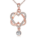 Rose Plated Intertwined Hearts Necklace