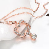 Rose Plated Intertwined Hearts Necklace