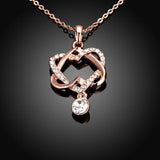 Rose Plated Intertwined Hearts Necklace