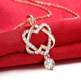 Rose Plated Intertwined Hearts Necklace