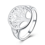 Tree of Life Ring in White Gold Plated