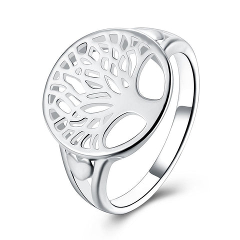 Tree of Life Ring in White Gold Plated