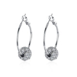 Pave Ball 3mm Hoop Earring for Womens