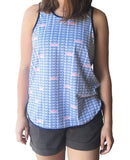 Light Blue Sunglass Printed Tank