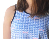 Light Blue Sunglass Printed Tank