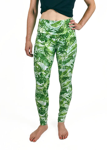 Greenery Summer Palm Leaves Legging