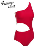 Side zipper bikinis women 2018 white black swimsuit