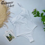 Side zipper bikinis women 2018 white black swimsuit